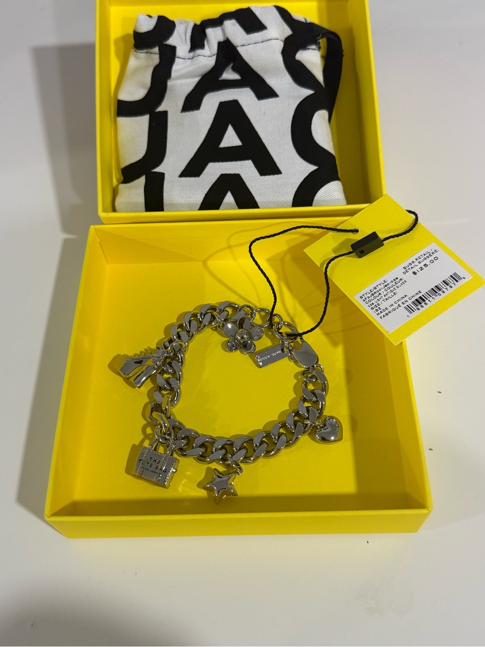 NWT Marc Jacobs The Mini Icon charm bracelet silver
